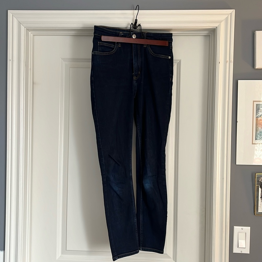 Calvin Klein, 29x30, high rise, skinny leg, indigo denim